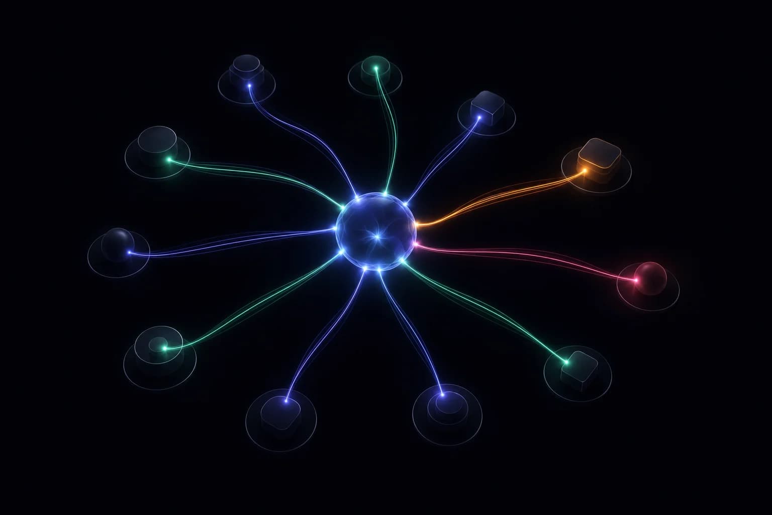 A field node held by many tethering reference lines — anchored by dependencies, unable to be deleted.